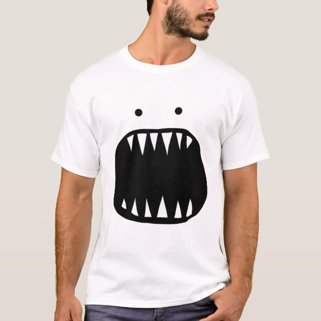 T-shirt Visage de monstre minimal rouge (Devant)