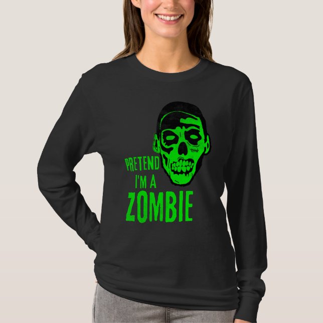 T-shirt Visage de monstre zombie Halloween effrayant (Devant)
