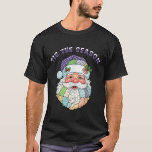 T-shirt Visage de Père Noël Patchwork Noël Féminin Prépa 
