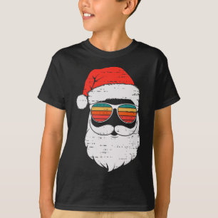 T-shirt Visage de Père Noël Rétro Lunettes de soleil Noël