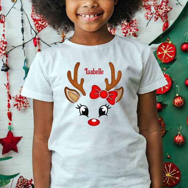 T-Shirt Visage De Petite Fille Reindeer (Créateur téléchargé)