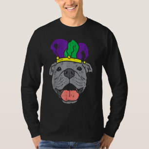 T-shirt Visage de Pitbull Bouffon Mardi Gras Chien Pittie