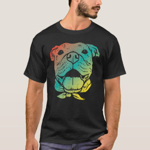 T-shirt Visage de Pitbull Coloré Art Pitties Amoureux des
