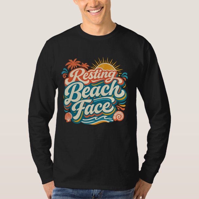 T-shirt Visage de plage décontracté Rétro ambiance côtière (Devant)