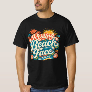 T-shirt Visage de plage décontracté Rétro Été Ambiance Côt
