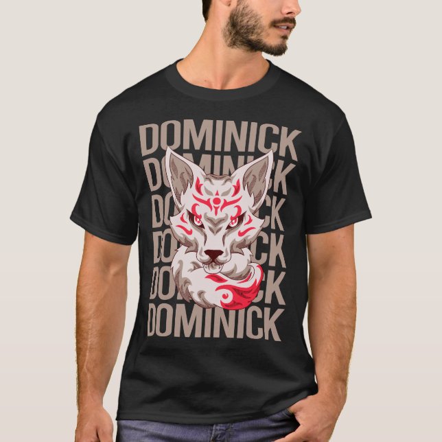 T-shirt Visage de Renard - Nom Dominick (Devant)