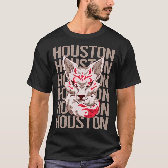 T-shirt Visage de Renard - Nom Houston (Devant)