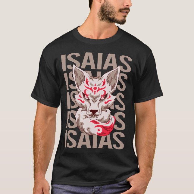 T-shirt Visage de Renard - Nom Isaias (Devant)