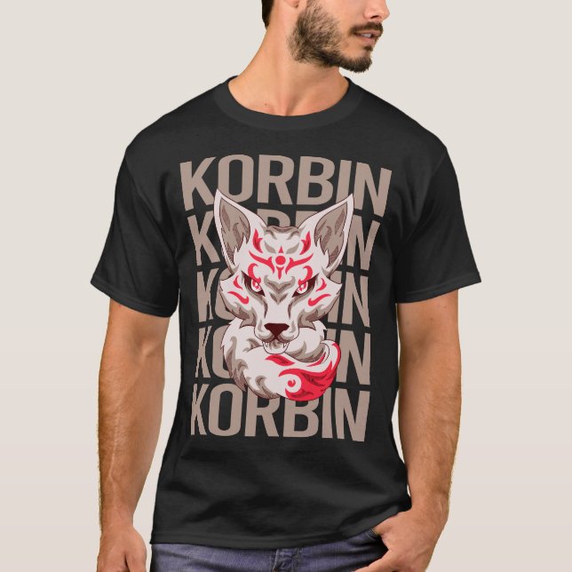 T-shirt Visage de Renard - Nom Korbin (Devant)