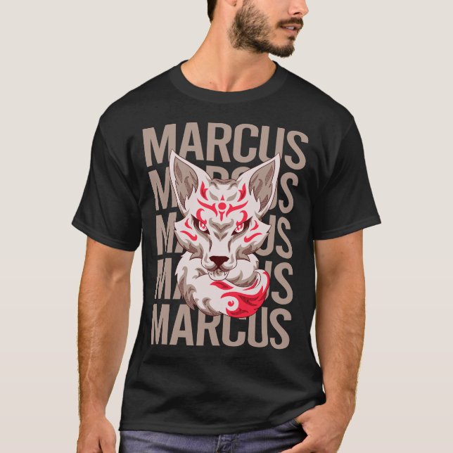T-shirt Visage de Renard - Nom Marcus (Devant)