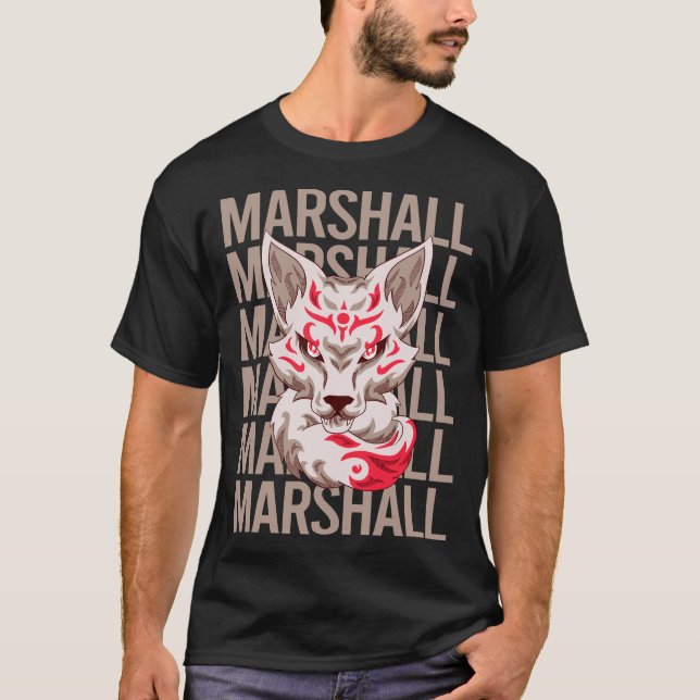 T-shirt Visage de renard - Nom Marshall (Devant)