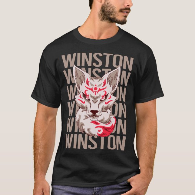T-shirt Visage de Renard - Nom Winston (Devant)