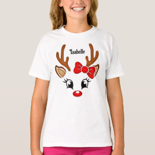 T-shirt visage de renne fille mignonne
