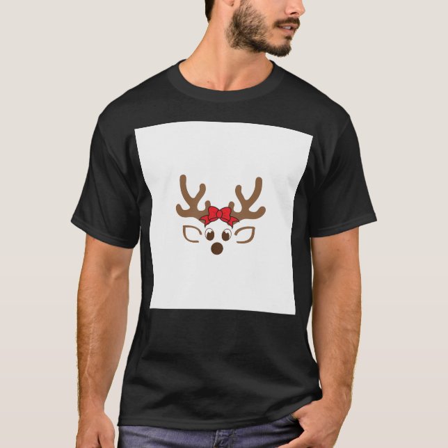 T-shirt Visage de rennes de Noël - Joli renne avec (Devant)