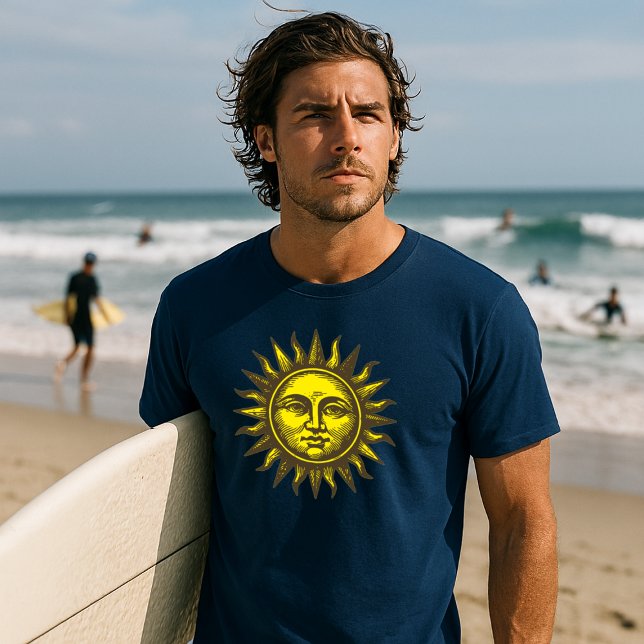 T-shirt Visage de Soleil Art Céleste Style Gravure sur Boi (Créateur téléchargé)