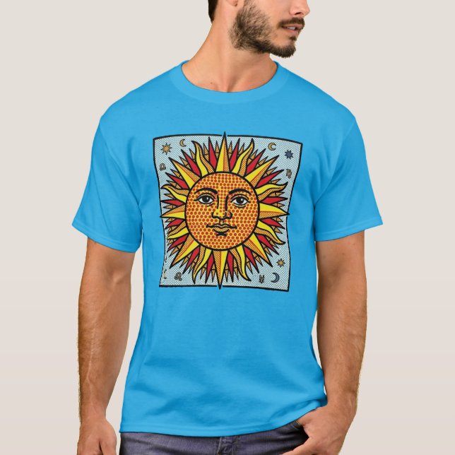 T-shirt Visage de soleil céleste dans le style de l'art po (Devant)