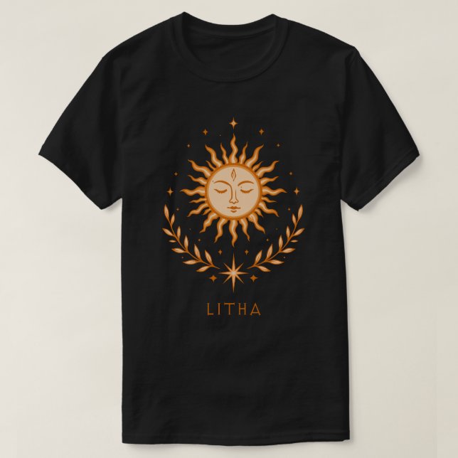 T-shirt Visage de soleil céleste itha Couronne botanique A (Design devant)