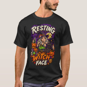 T-shirt Visage de Sorcière au Repos Drôle Sorcière d'Hallo