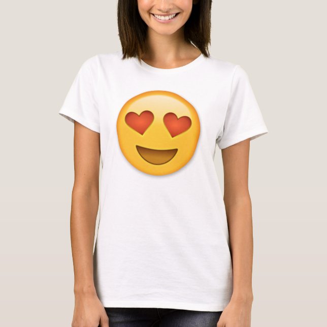 T-shirt Visage de sourire avec l'emoji en forme de coeur (Devant)