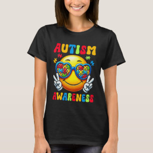 T-shirt Visage de sourire groovy de sensibilisation à l'au