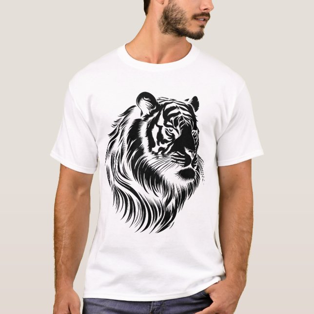 T-shirt visage de tigre à fond transparent (Devant)