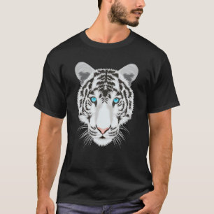 T-shirt visage de tigre blanc mignon yeux bleus tête de gr