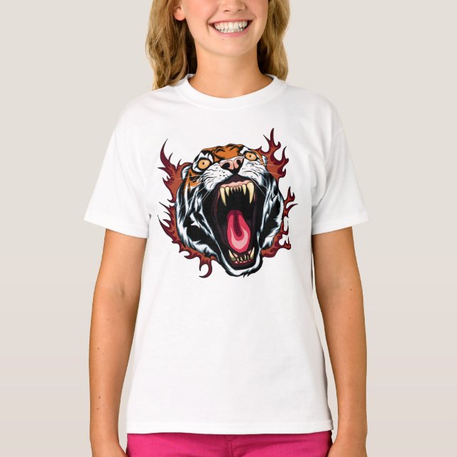 T-shirt Visage de tigre en colère (Devant)