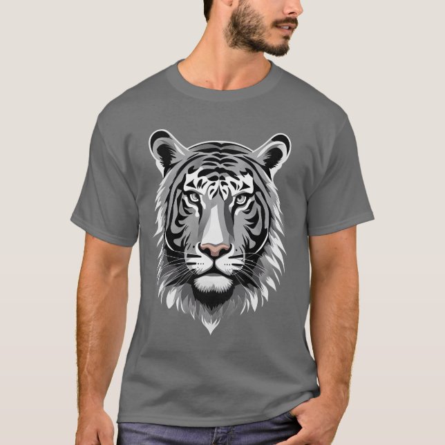 T-shirt Visage de tigre illustré (Devant)