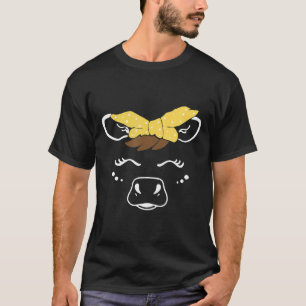 T-shirt Visage de vache mignon avec vache à bandeau jaune