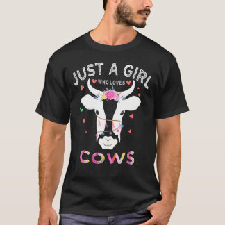 T-shirt Visage De Vache Pour Femmes Juste Une Fille Qui Ai