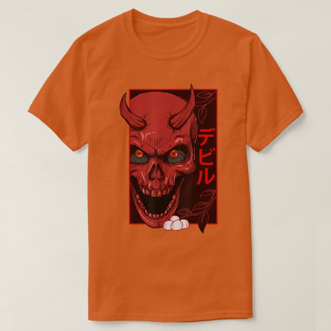 T-shirt Visage démon japonais Diable crâne oni harajuku a (Design devant)