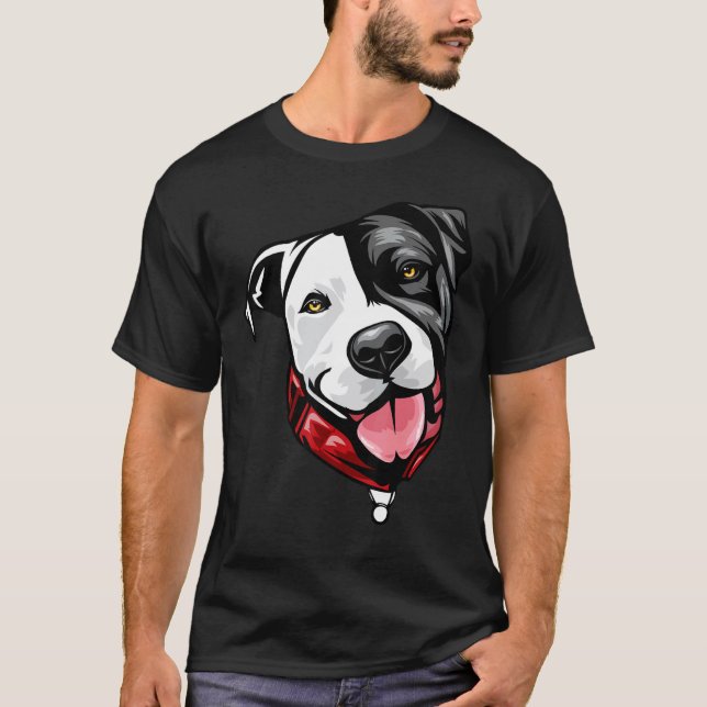 T-shirt Visage drôle de Pit Bull cool (Devant)