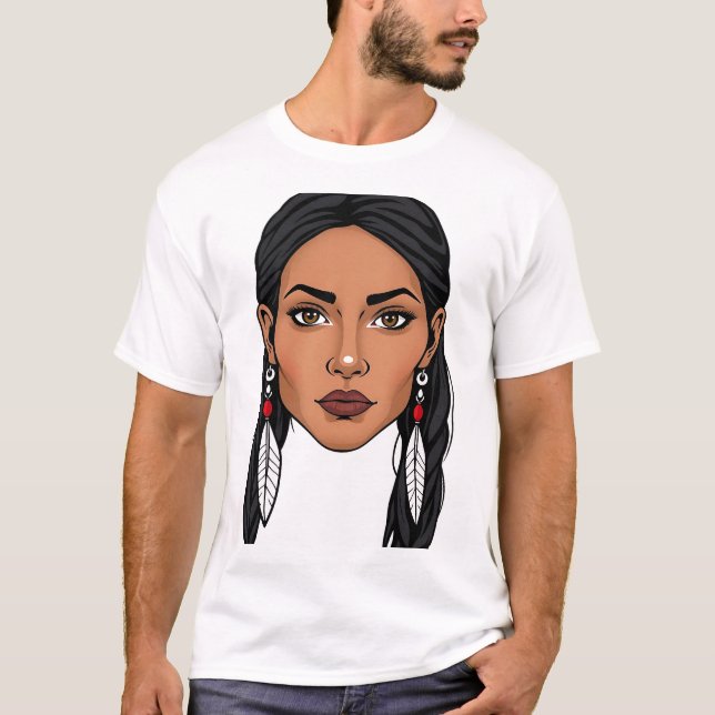 T-shirt Visage d'une femme cherokee autonome (Devant)