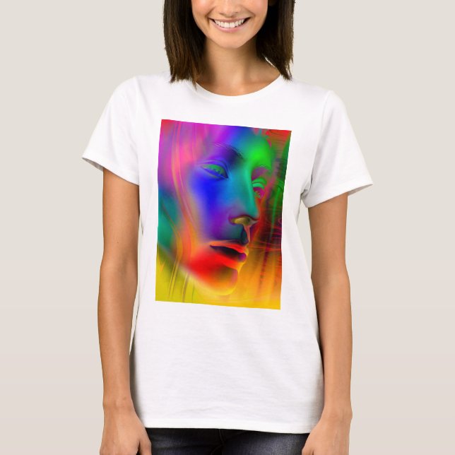 T-shirt Visage d'une femme psychédélique (Devant)