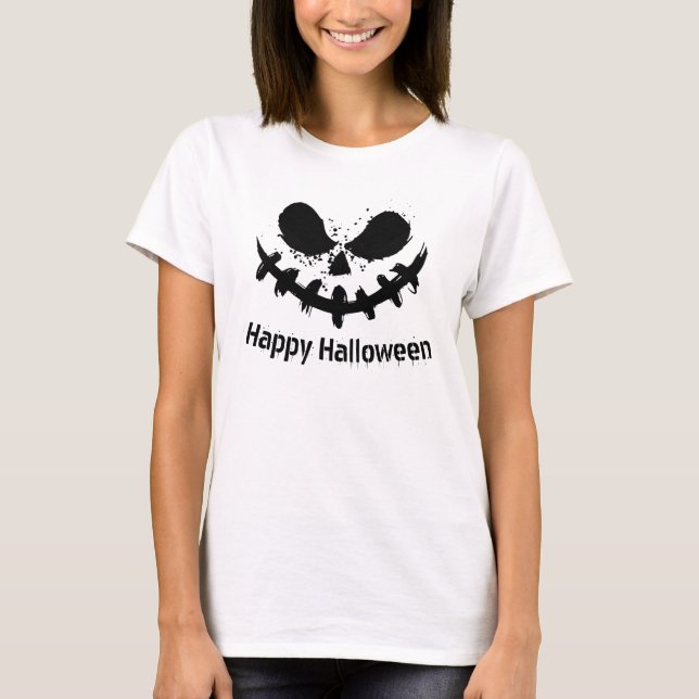 T-shirt Visage effrayant d'Halloween (Devant)