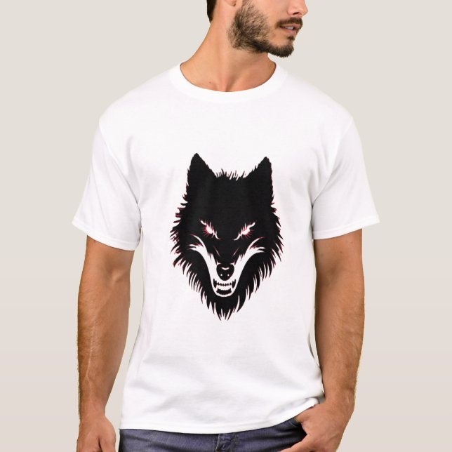 T-shirt Visage effrayant du loup (Devant)