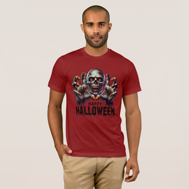 T-shirt Visage effrayant et Halloween Halloween conception (Devant entier)