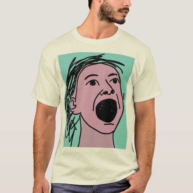 T-shirt Visage Expressionniste Criant Abstrait Rétro Graph (Devant)