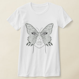 T-shirt Visage femme Art design t-shirt, papillon art visa
