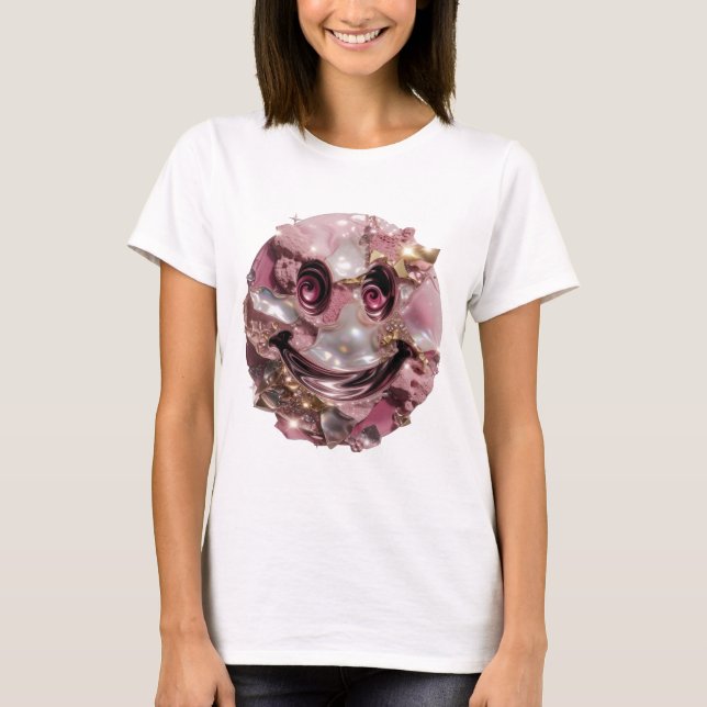 T-shirt Visage heureux argent moderne Design moderne (Devant)