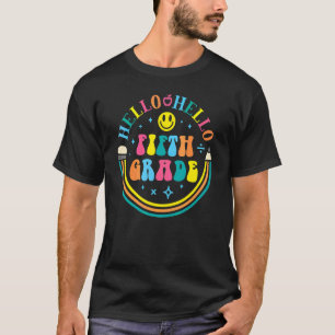 T-shirt Visage heureux Bonjour Cinquième année Vibes de 5e