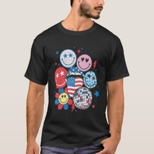 T-shirt Visage heureux drapeau américain Retro America 4 j