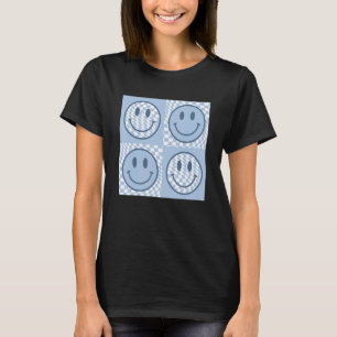 T-shirt Visage heureux motif à carreaux sourire visage mèm