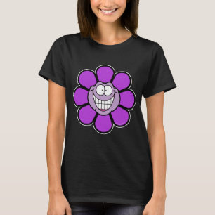 T-shirt Visage heureux violet grand sourire graphiques lou