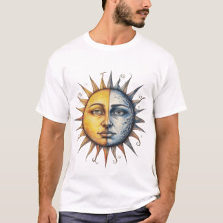 T-shirt Visage Humain Demi Lune Demi Soleil – Dualité Céle