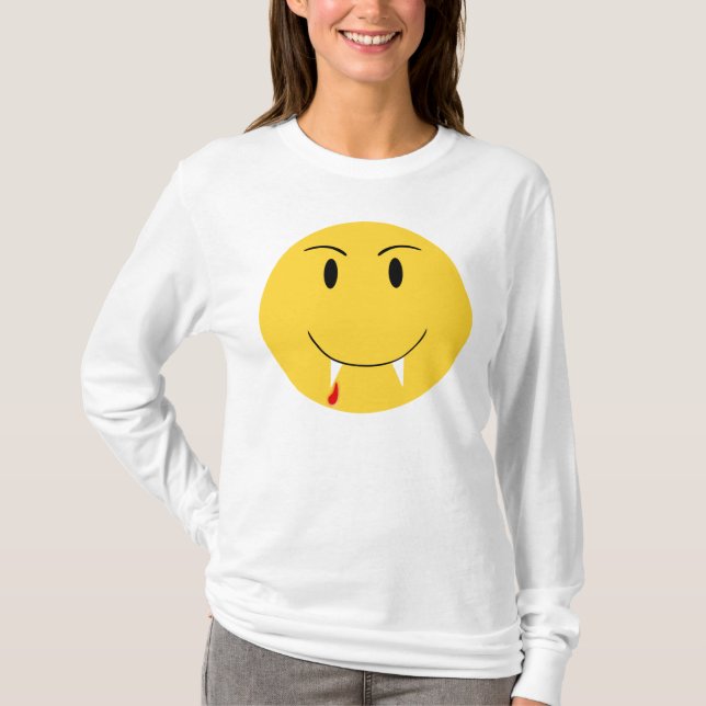 T-shirt Visage jaune avec la chemise de crocs de vampire (Devant)