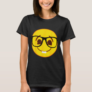 T-shirt Visage jaune de sourire de nerd d'Emoji officiel 