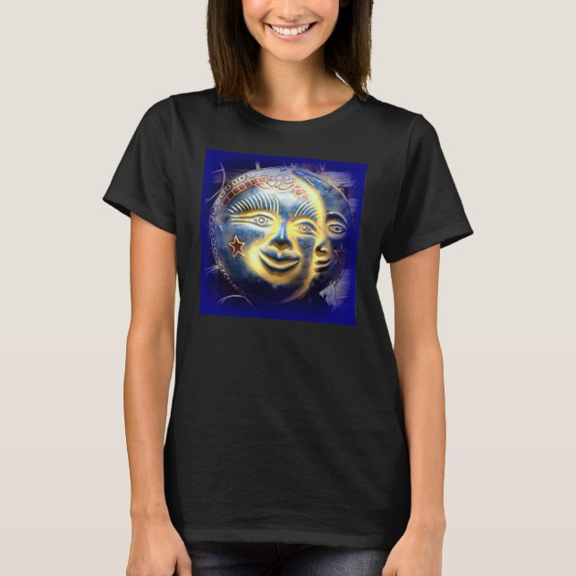 t-shirt visage lune face soleil (Devant)