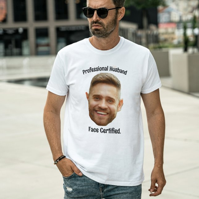 T-shirt Visage personnalisé Photo personnalisée Drôle Coup (Personalized Face Custom Photo Funny Couple Him gifts ideas new husband boyfriends anniversary )