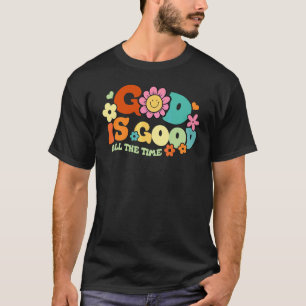 T-shirt Visage Rétro Groovy Dieu Est Bon Tout Le Temps Boh